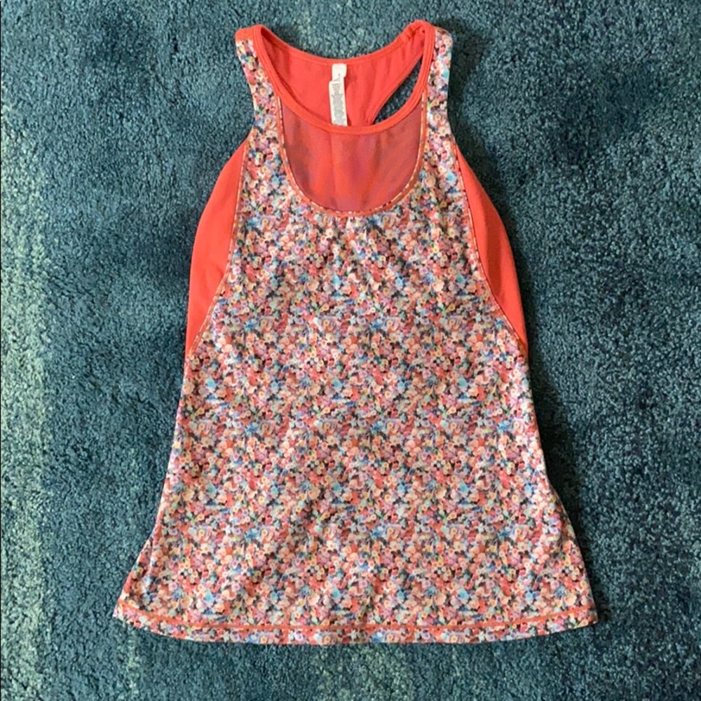 Lululemon Floral Tank (Size 8, built-in bra)